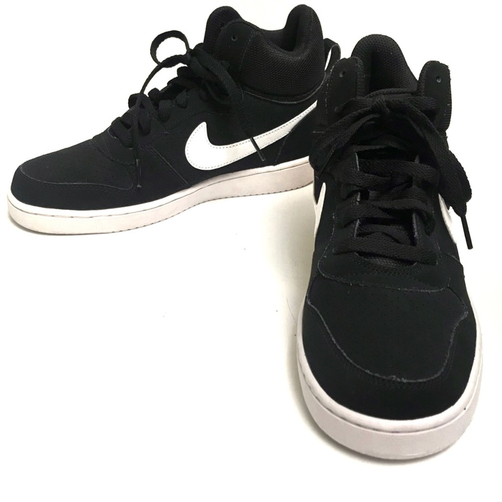 NIKE Black & White Court Borough Mid Sneakers - Picture 1 of 8